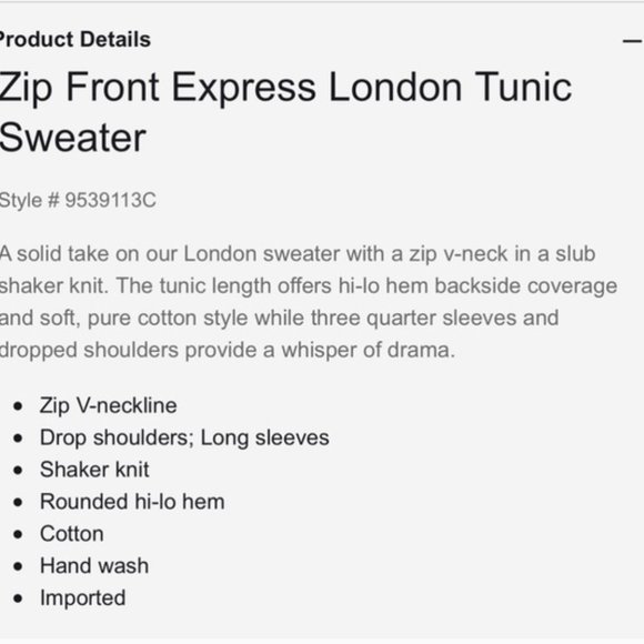 Zip Front Express London Tunic Sweater - Picture 7 of 7